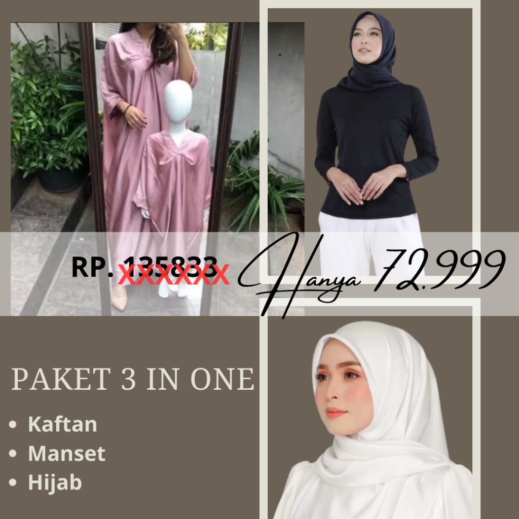 [PAKET SERU HEMAT KAFTAN+ MASET+ HIJAB] kaftan thania satin silk premium polos remaja lebaran natal 