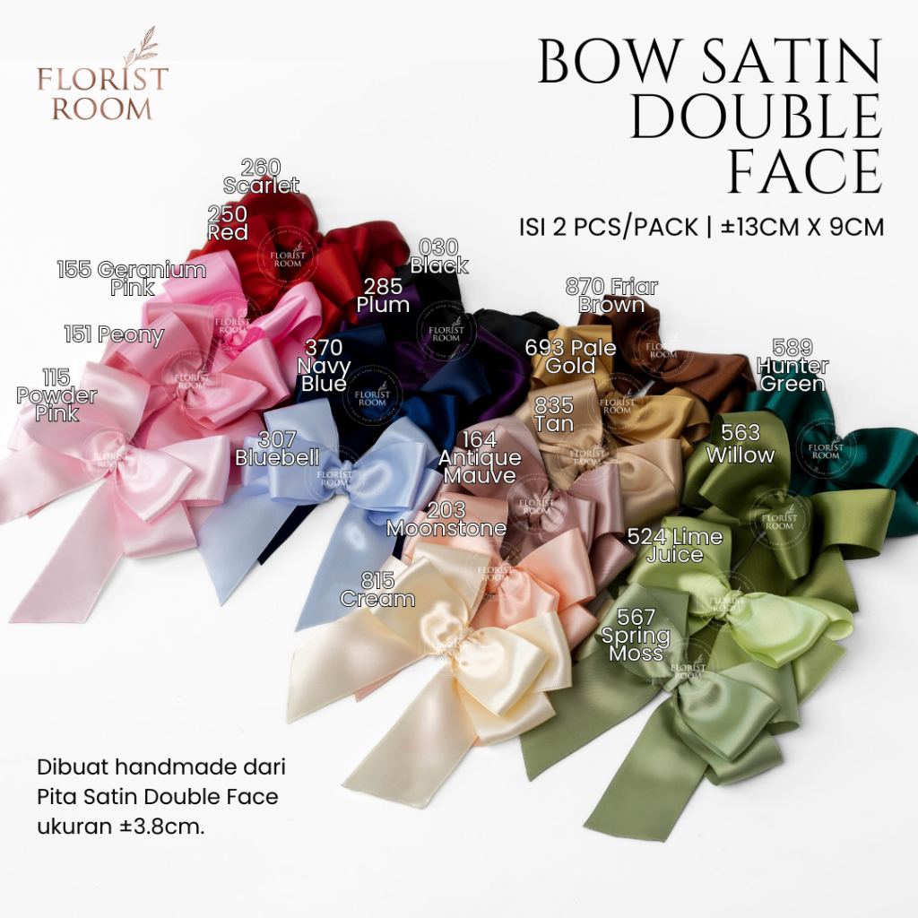 

[PO] 2 pcs Bow Satin Double Face 3.8 cm - Pita Jadi - Pita Hampers