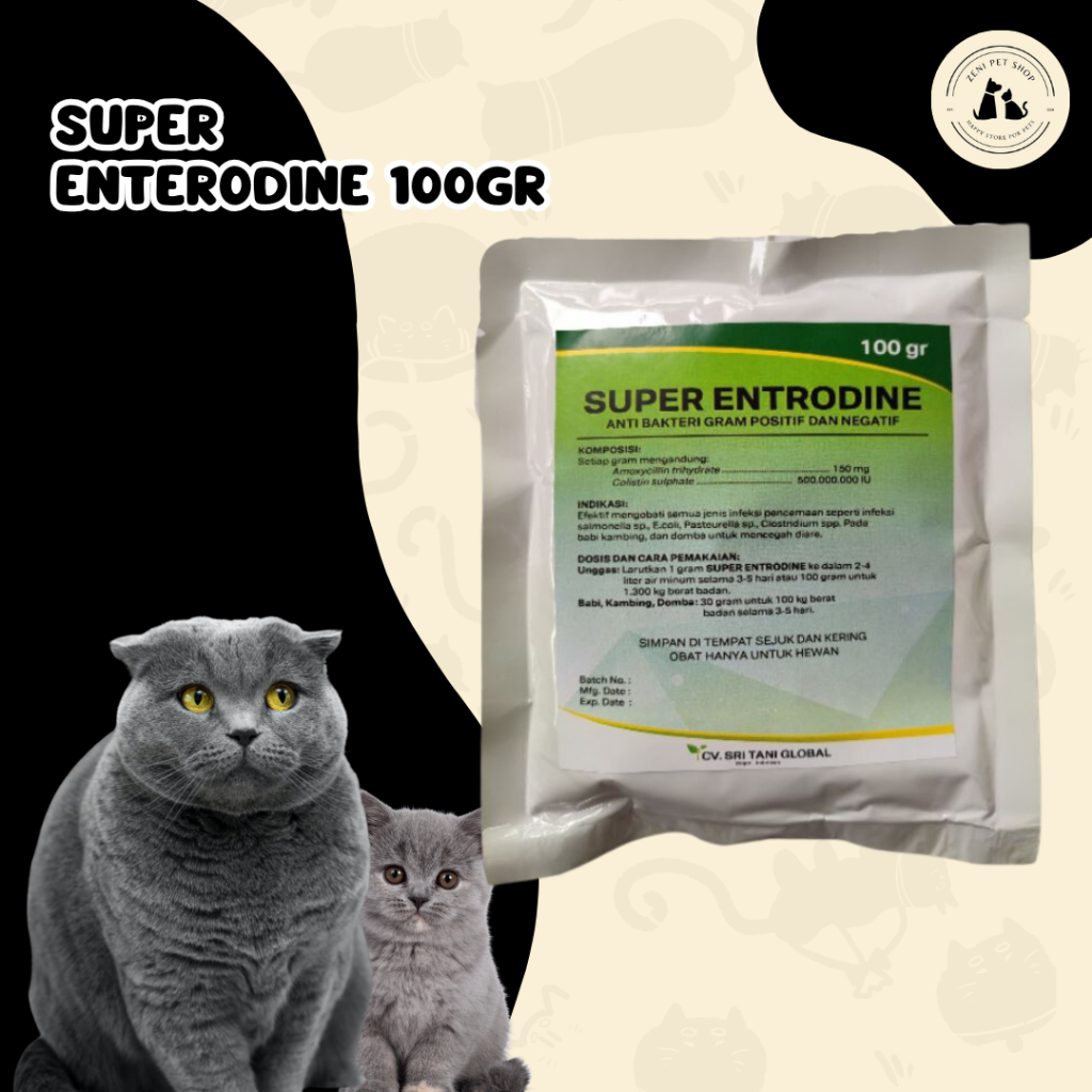 Obat Mencret Ternak - Super Enterodine 100 gr - Obat Mencret Ayam - Obat Mencret Kambing - ObaT