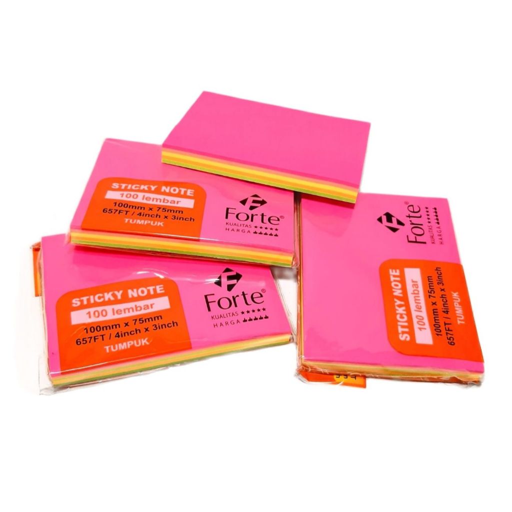 

Sticky Note Forte 100x75 mm Besar ( 5 warna ) / Memo Stick Forte / Memo warna warni Murah