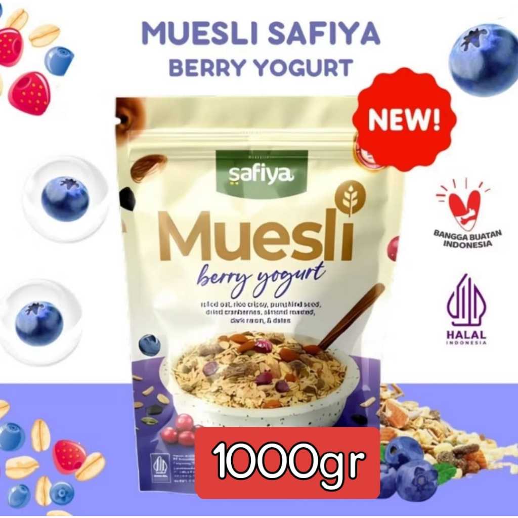 

Muesli Berry Yogurt Safiya-Sereal Oatmeal With Almond-Sarapan sehat premium