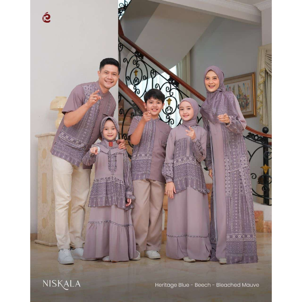 KEKE - SARIMBIT LEBARAN NISKALA SERIES BLEACHED MAUVE BUSANA MUSLIM COUPLE BY KEKE