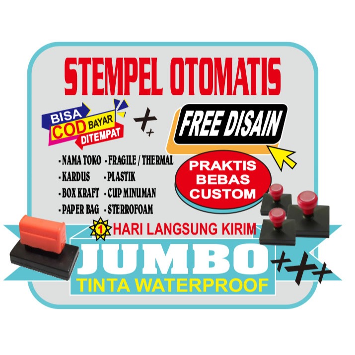 Stempel Custom Jumbo / Kardus / Box / Plastik / Paper Bag / Cup Minuman / Sterofoam
