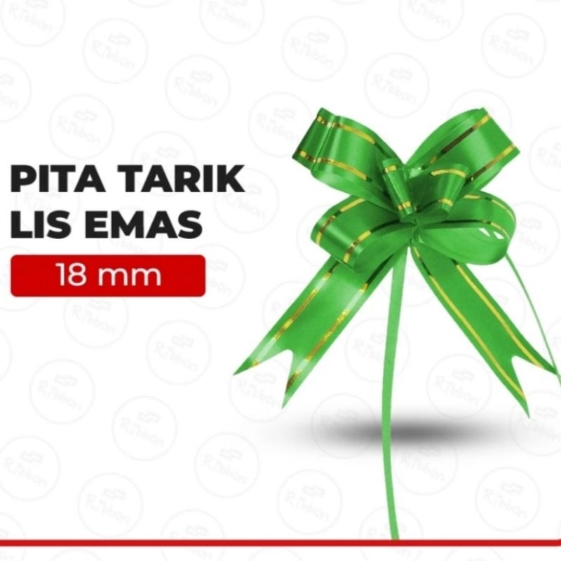 

1 Plastik (10 lembar) Pita Tarik 18mm Lis EMAS Serut Parcel Kado Souvenir 18 mm GOLD STRIPE LACE