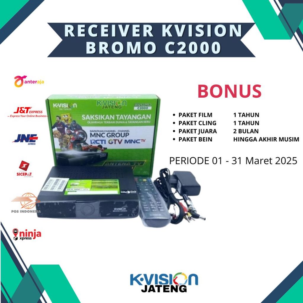 Receiver K-Vision BROMO C2000 Free  All Channel 2 bulan dan paket MNC Group 1tahun