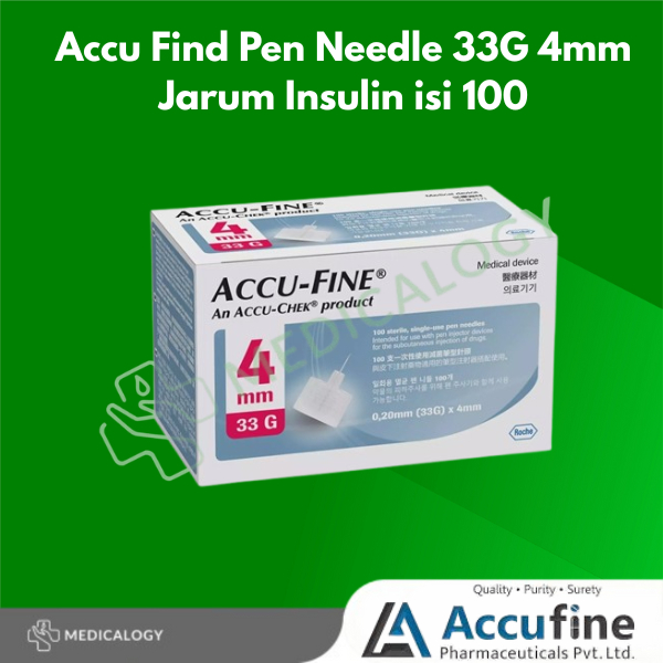 Accu Find Pen Needle 33G 4mm Jarum Insulin isi 100
