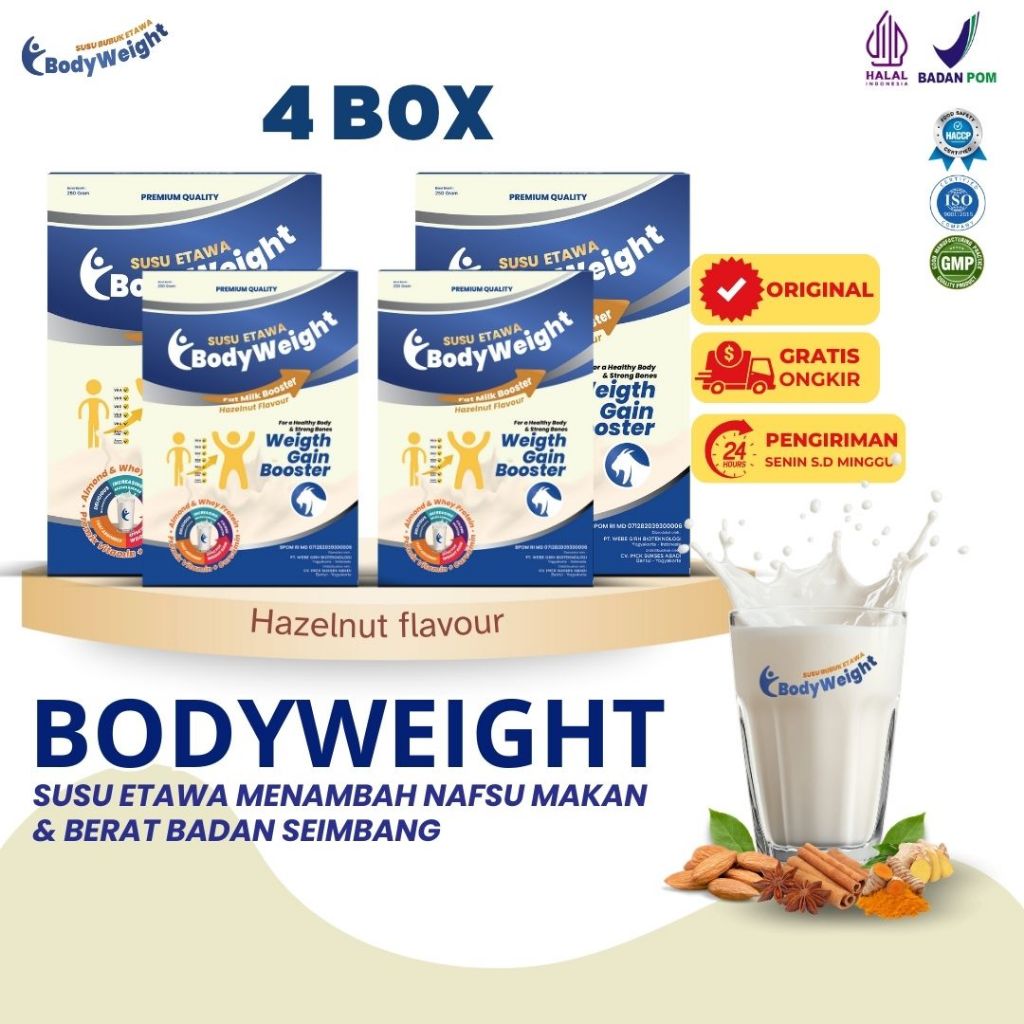 

(Kemasan box) Susu Kambing Etawa Penggemuk Badan Efektif BodyWeight Susu Etawa untuk Penambah Berat Badan Paket 4 Box