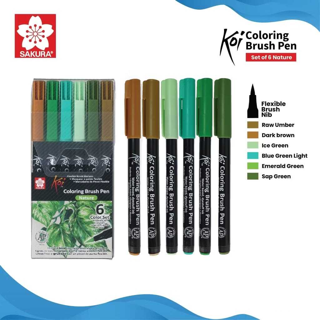 

Gramedia Tunjungan : Sakura Koi Coloring Brush Set 6 Nature
