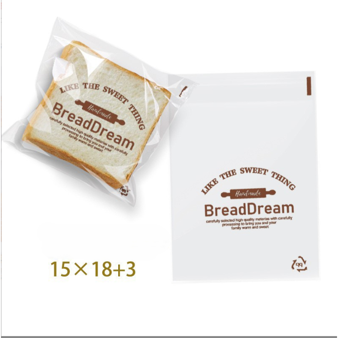 

POPIBake 100pcs 15x18cm BREAD DREAM plastik roti opp plastik roti motif tebal plastik donat kue 15X18
