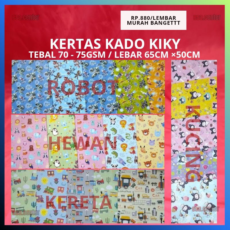 

1Lembar Kertas Kado Motif Hewan Otomotif Kucing Kereta Robot / Kertas Pembungkus Packing Kado Ultah Ulang Tahun Parsel Lebaran