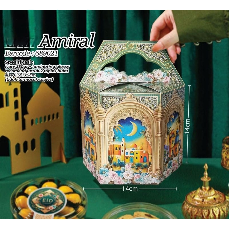 

Box Lebaran Amiral 2 Toples Bulat(6,5x13,5cm)14x14cm