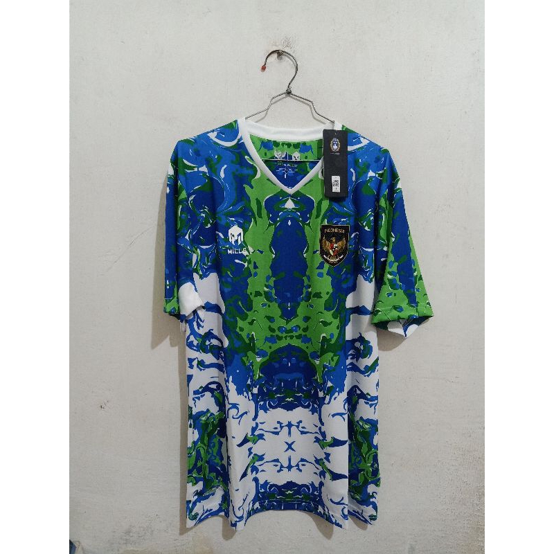Jersey Timnas Indonesia PSSI Prematch Training Away White Green Original Mills