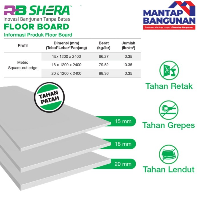 RB Shera Floor Board 1200 x 2400 (mm)/Uncolored