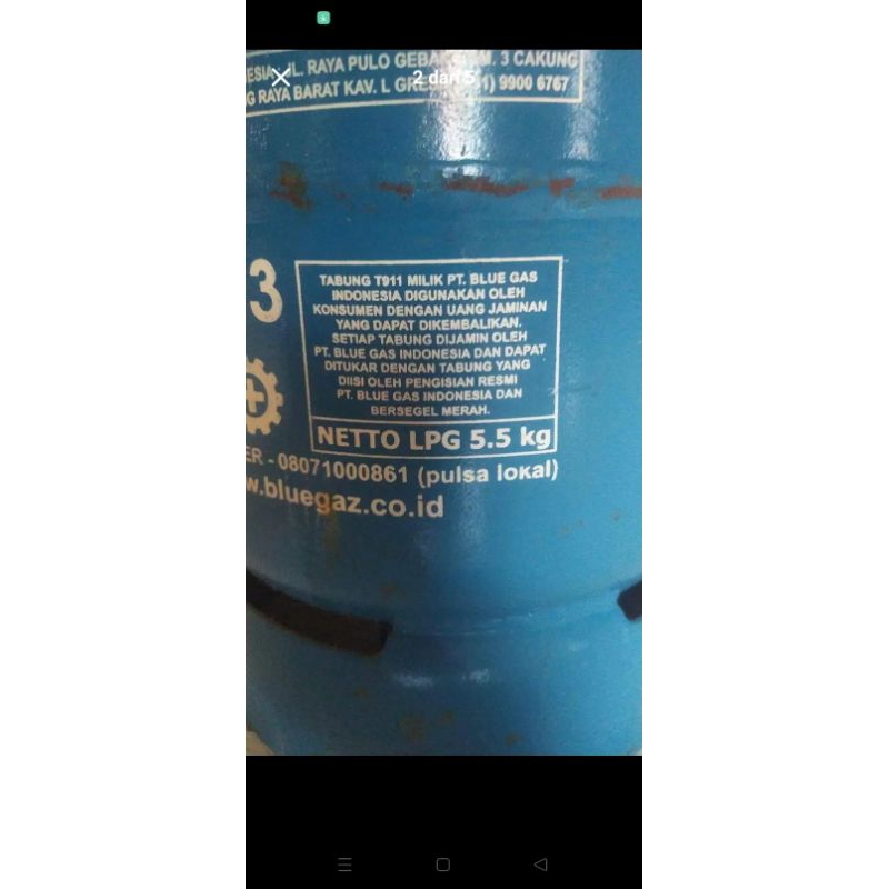tabung blue gas kosong bekas