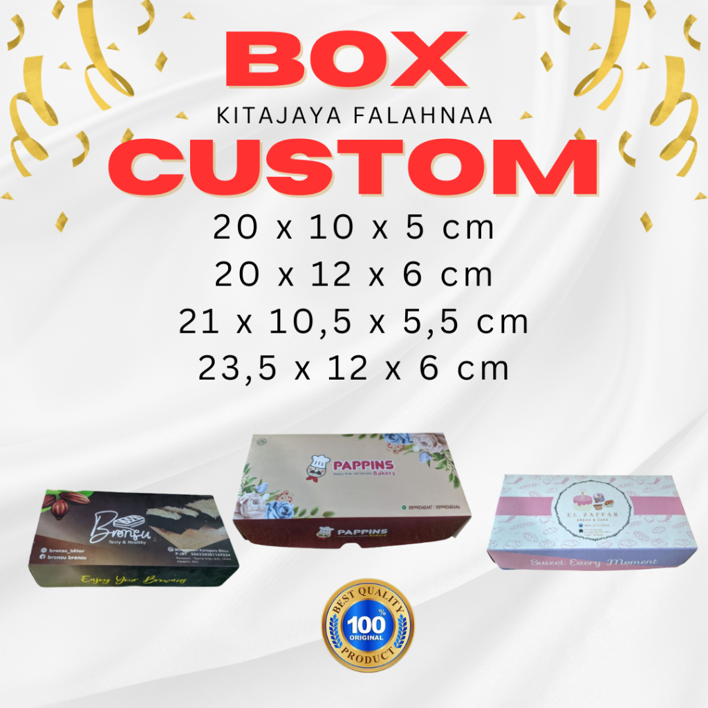 (FREE DESAIN) CUSTOM BOX BROWNIS 20x10x5, 21x10.5x5,5, 23,5x12x6, 20x12x6
