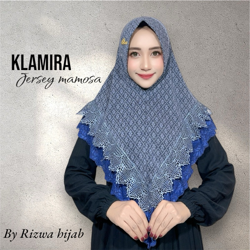 Hijab instan Klamira bergo renda mewah Jersey mamosa by rizwa jilbab wanita muslim