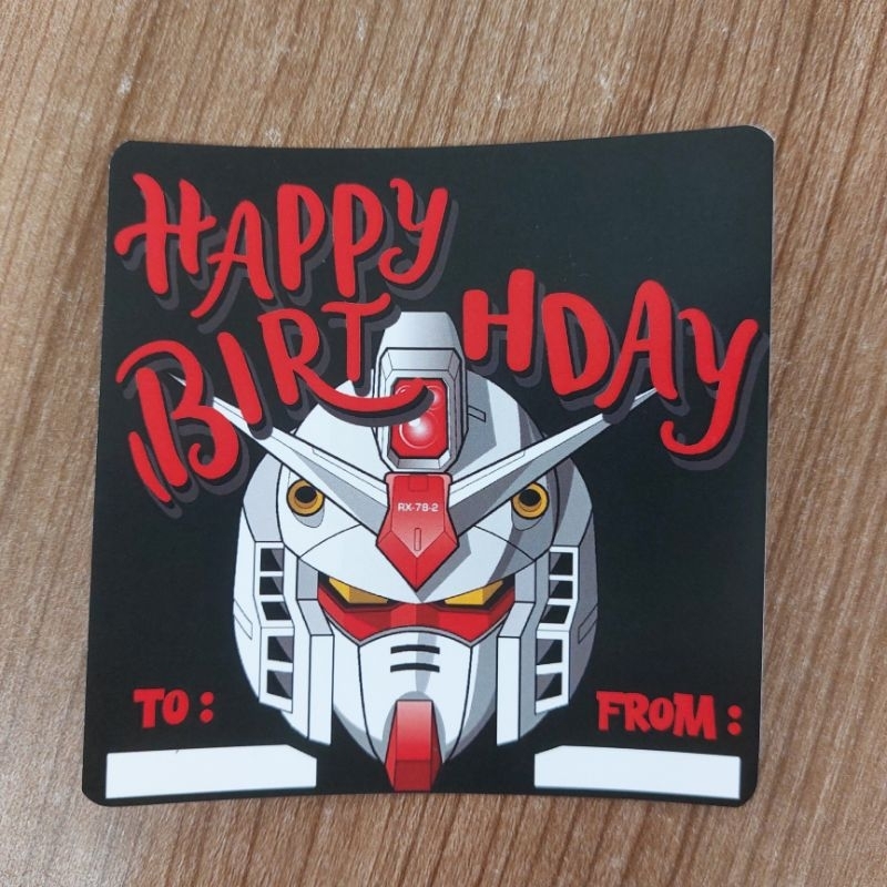 

Sticker Gundam Happy Birthday vinyl doff uk. 10x10 cm