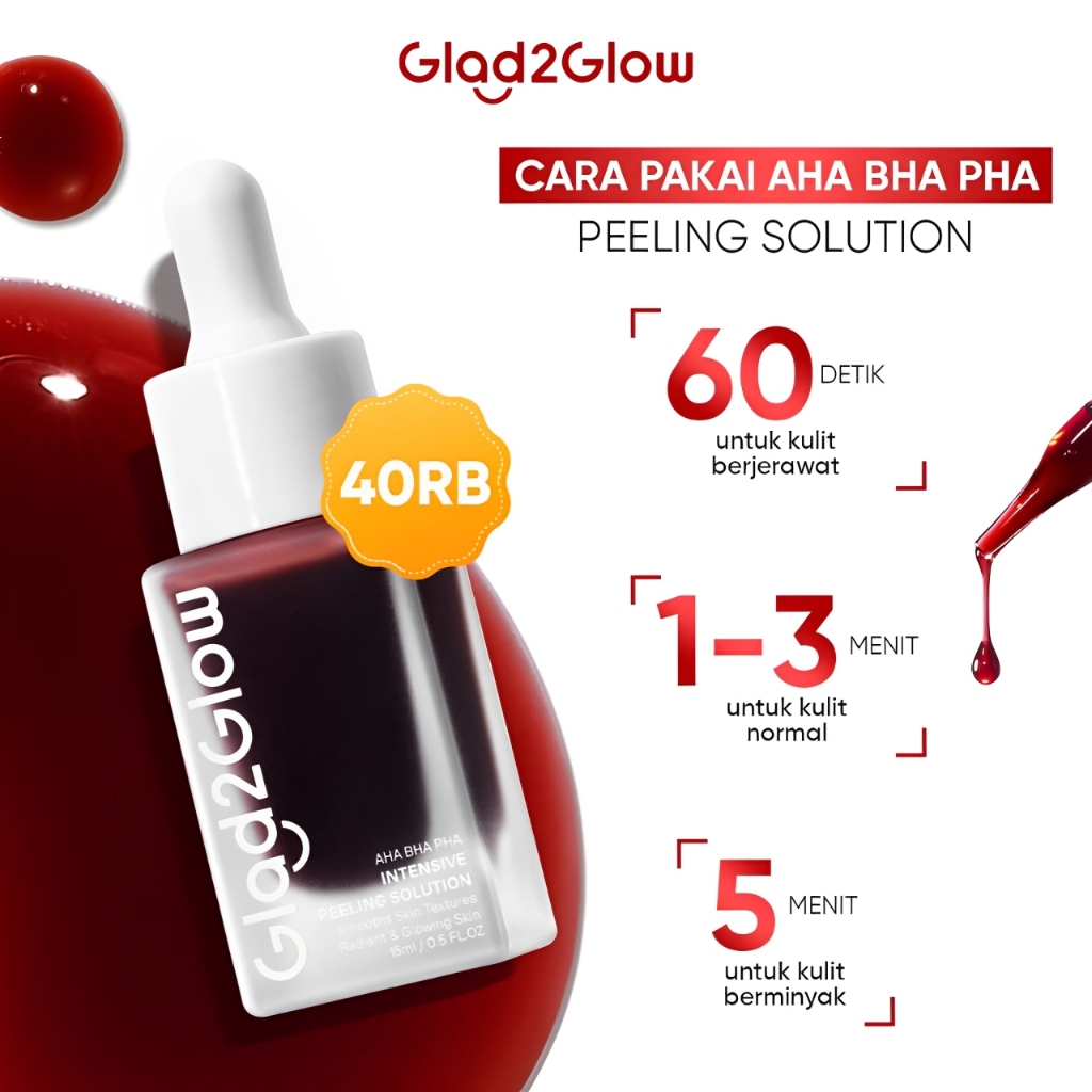 [Pre Order] Peeling Serum Glad2Glow AHA BHA PHA Intensive Peeling Solution 15ml Serum G2G Exfoliasi 