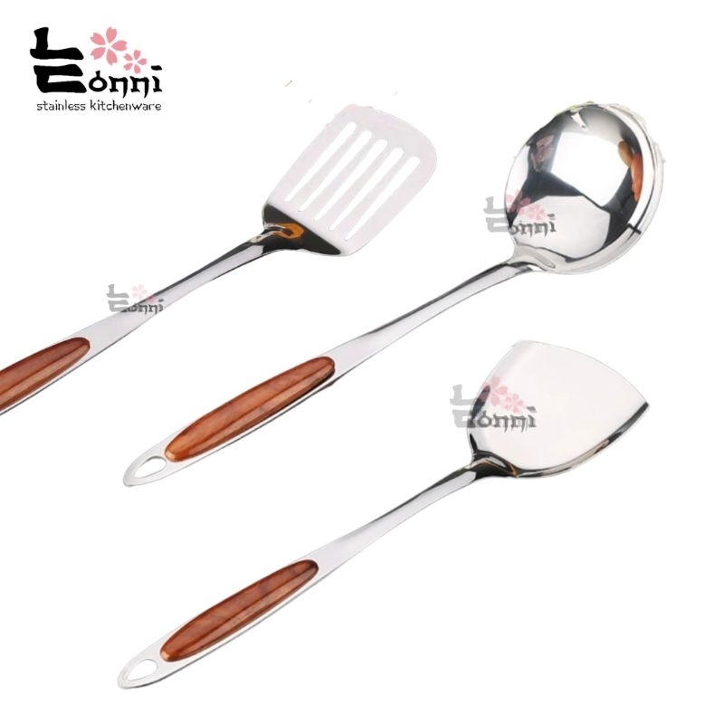 EONNI - Spatula stainless 555 sutil stir fry set cobek murah osengan masak impor tebal alat dapur ke