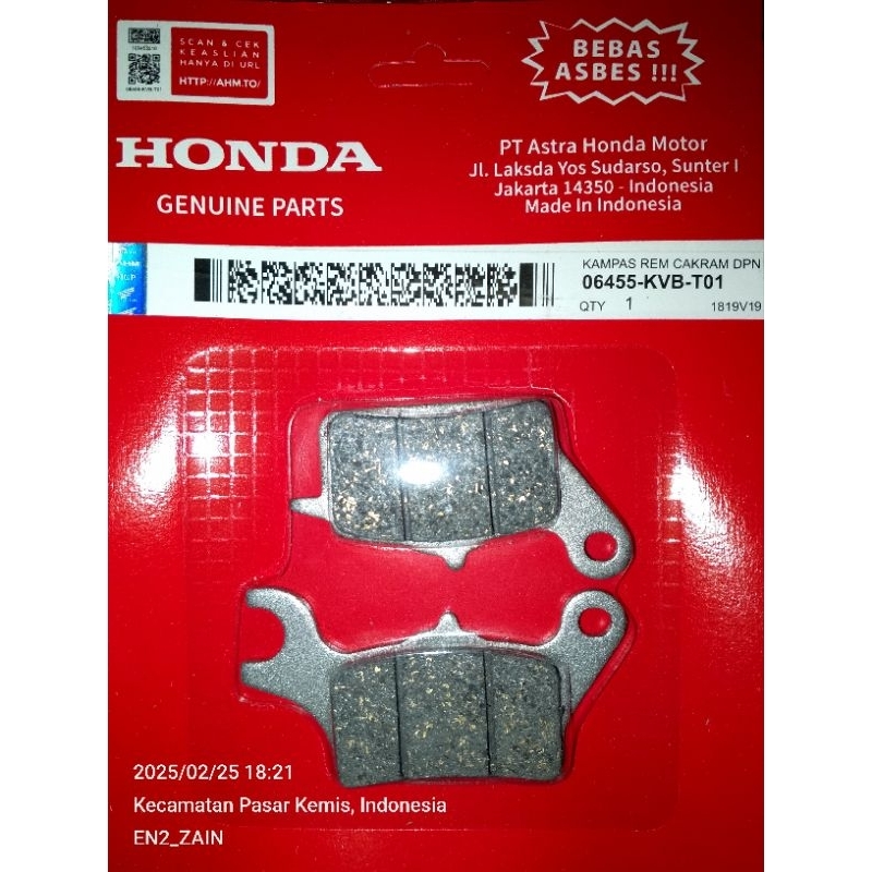 dispad kampas rem depan KVB Honda beat fi beat pop beat esp Scoopy fi Scoopy esp Vario fi Vario tech