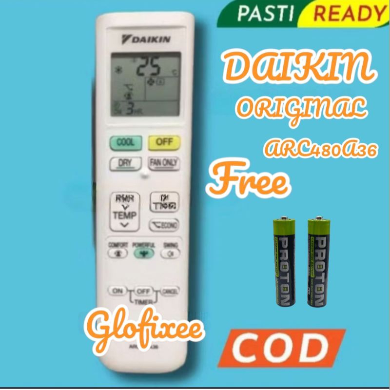 REMOTE REMOTE AC DAIKIN ARC480A36 ECONO INVERTER ORIGINAL