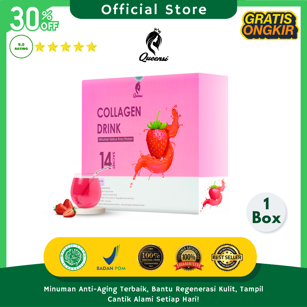 Queensi Collagen Drink | Minuman Kolagen Pencerah Badan | BISA COD