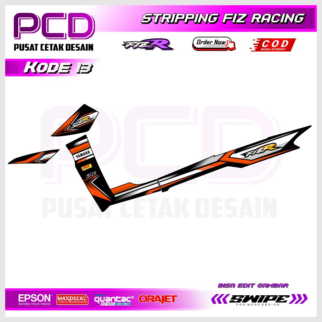Sticker Striping FIZ R- Sticker Striping Variasi Motor FIZ R Motif ROAD RACE. FIZR.13