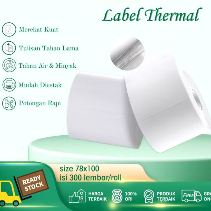 

SKYPACK Kertas Label Thermal Roll Ukuran 78x100mm Direct Thermal 300pcs Barcode Stiker Resi Online Shop Printer A6