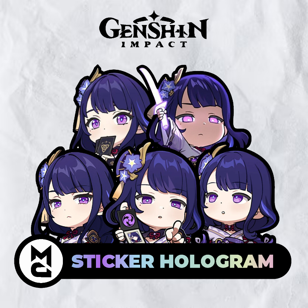 

Sticker Hologram Genshin Impact Raiden Shogun Stiker Vinyl Waterproof Vynil Aesthetic Lucu Helm Laptop Motor