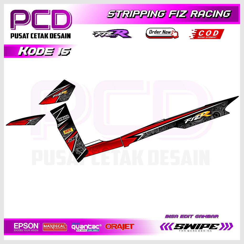 Sticker Striping FIZ R- Sticker Striping Variasi Motor FIZ R Motif ROAD RACE. FIZR.16