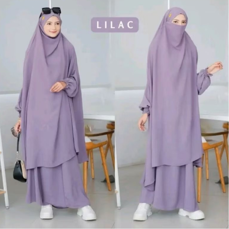 Me Aurelle - Mecca one set Syar'i haji Umroh Long French khimar + Rok gamis Cey iron less airflow