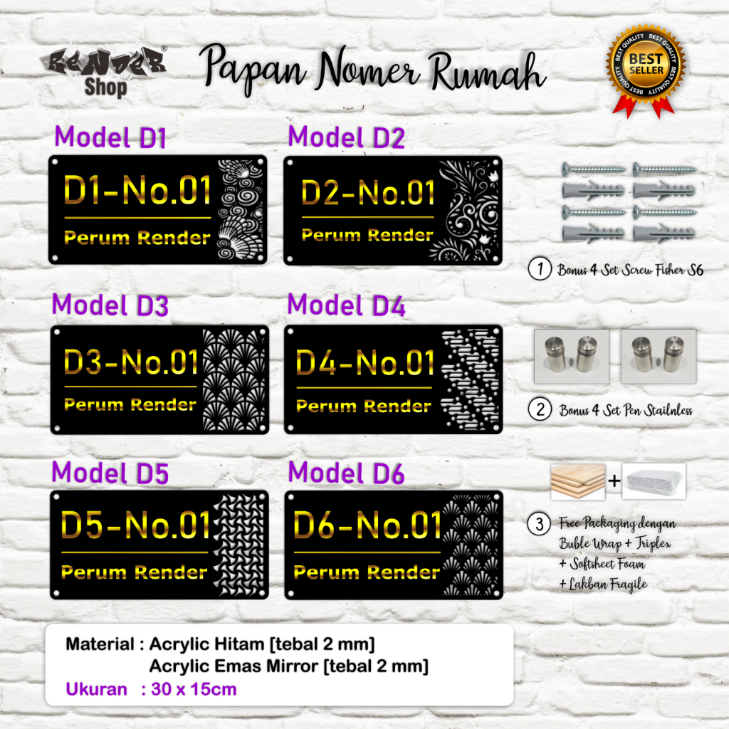 Plat Rumah Custom / Plat Nomor Rumah Akrilik / Plat Nomor Akrilik/ Plat Nomor Minimalis / Plat Rumah