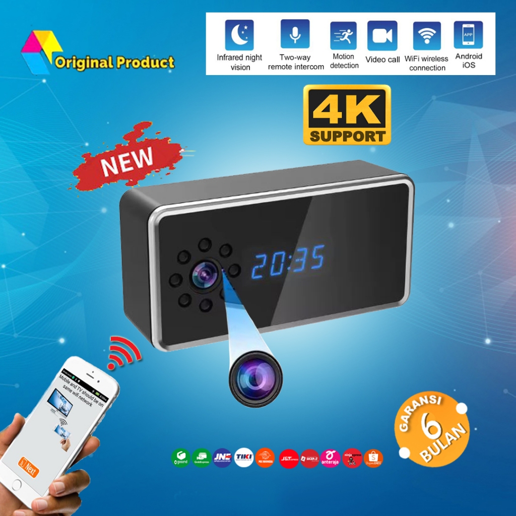Spy cam Jam Meja WIFI / Jam kantor kamera / CCTV wifi / Ip camera / Jam unik keren / Jam kamera