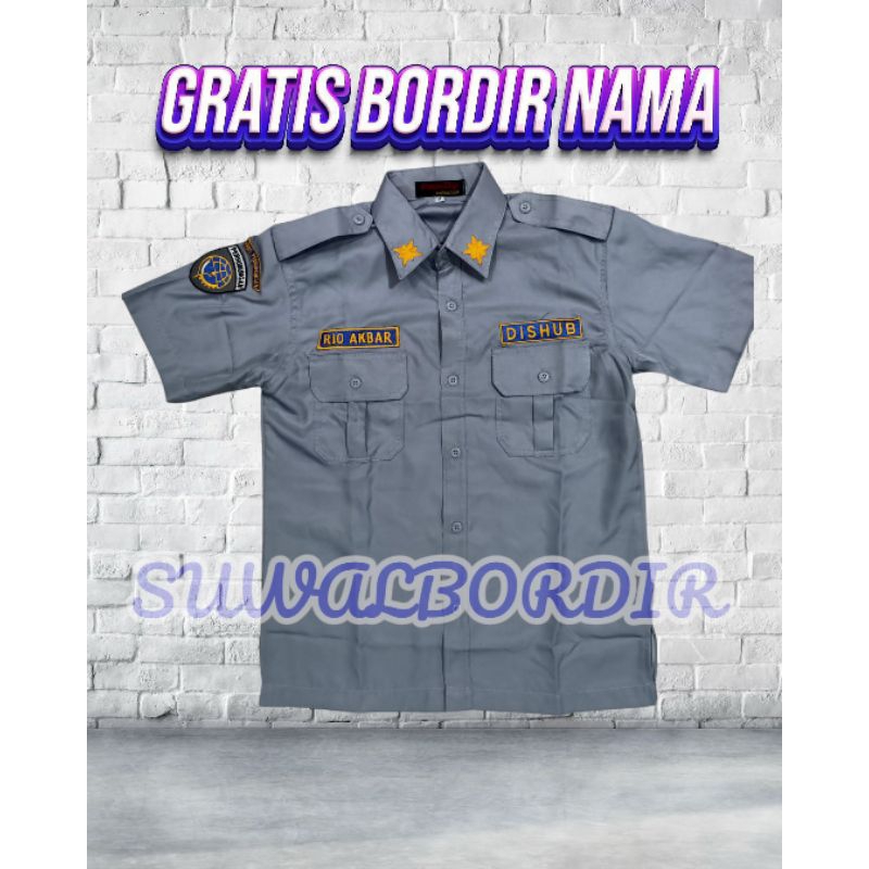 SERAGAM PDH DISHUB ABU KEMEJA PDH DISHUB LENGAN PENDEK ABU KEMEJA DISHUB WARNA ABU