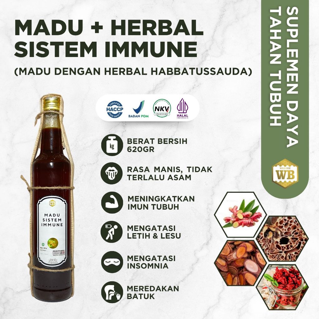 

WB Wild Bee - Madu Sistem Immune / Madu Herbal - Garansi Murni & Asli 100% - Wild Bee - Beli 10 Gratis 1