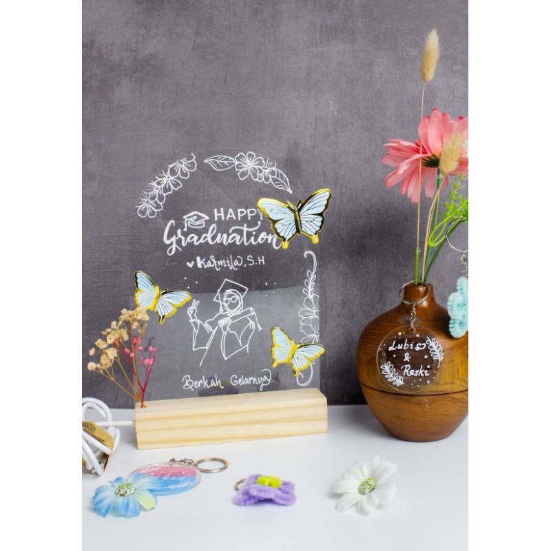 Gift Akrilik Led Costum lengkung (Sketsa Handmade)