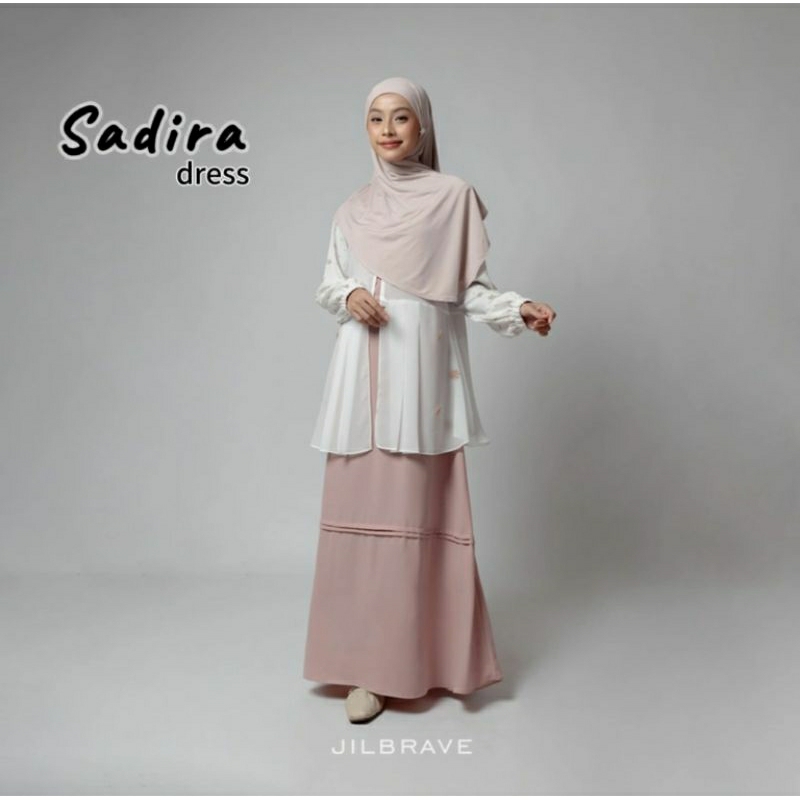 SADIRA DRESS JILBRAVE | Dress Feminine Elegant dengan Flower Pattern | Gamis Lebaran motif bunga Flo
