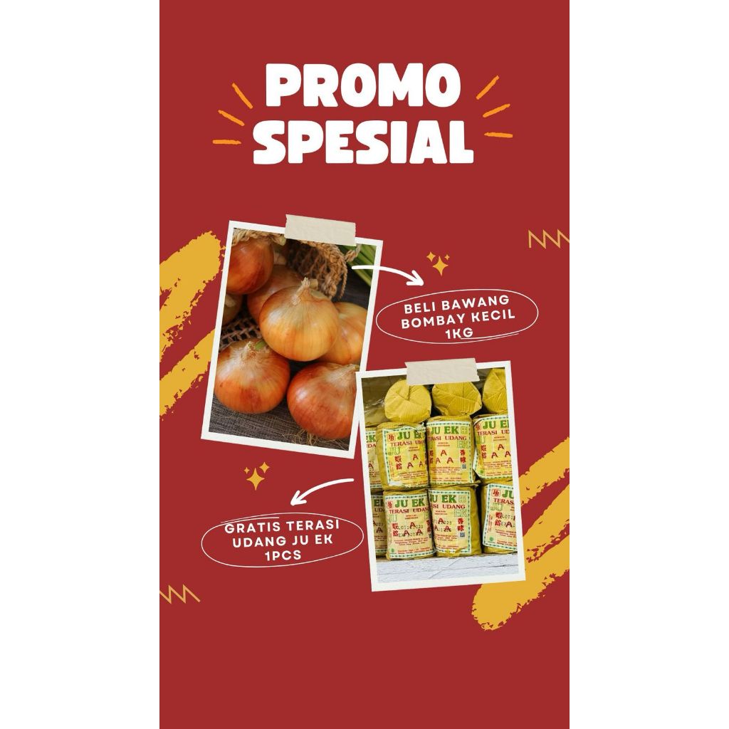 

PROMO Spesial - Bawang Bombay Kecil 1KG Free 1pcs Terasi Juek