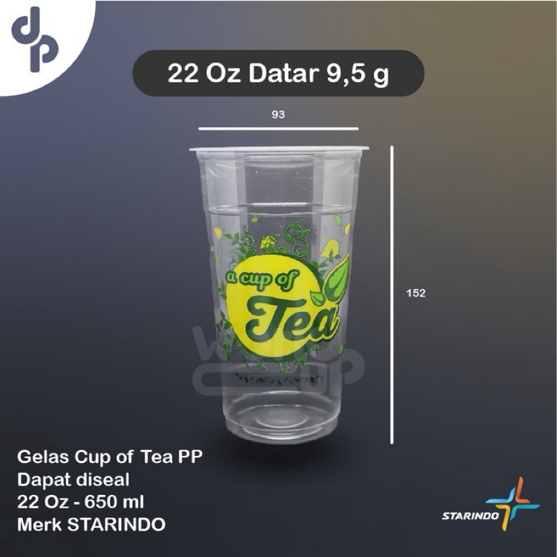 

Ukf5Pc6F4H (Kuliner.Kita) Gelas Plastik Cup Of Tea Starindo 22Oz / Gelas Cup Es Teh Jumbo A Cup Of