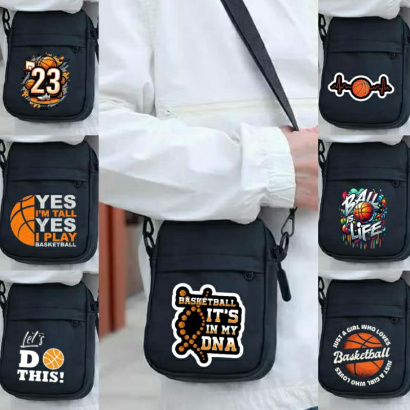Tas selempang pria gambar basket mini sling bag tas keren tas cowok kekinian