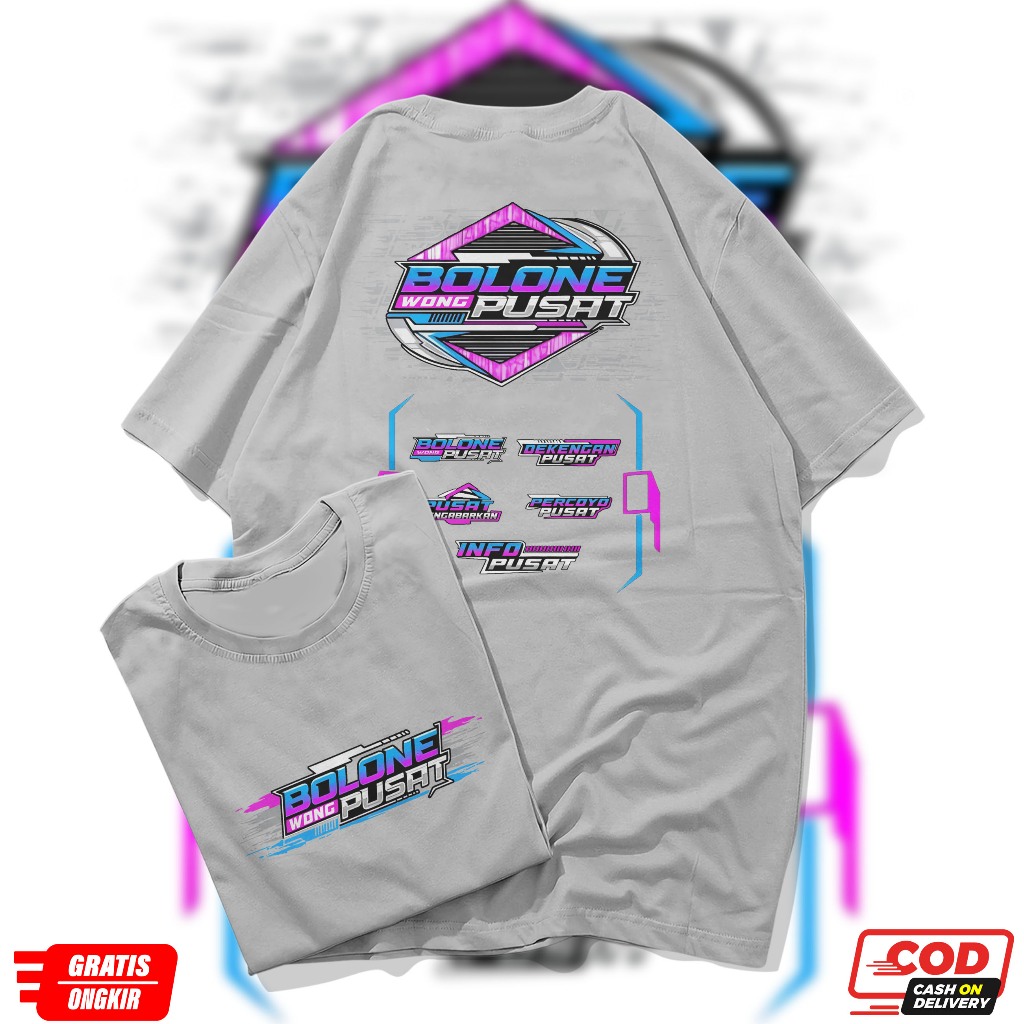 Kaos T-Shirt Distro Keren Kata-Kata "Bolone Wong Pusat" Preppy Kata Kata Keren Simple- Cotton Combed