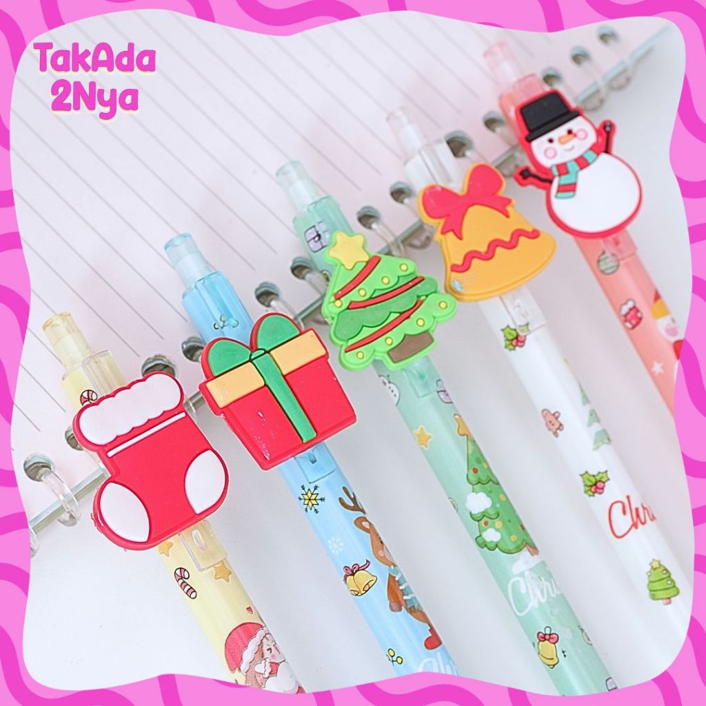 

Pena Mekanik No.6409 Natal Karakter Christmas Pulpen Cetek Tinta Hitam Pen Bolpen Bolpoint Lucu