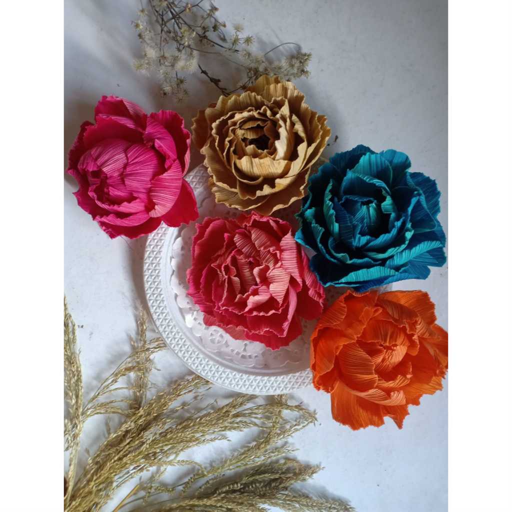 Bunga Klobot Jagung PEONY Versi 8/9 CM Warna Per/Pcs