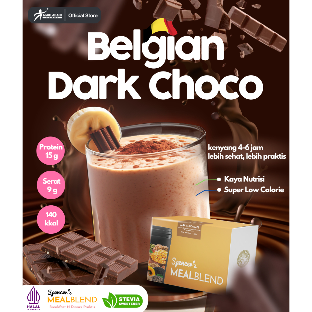 

Varian Rasa Coklat Spencer's MealBlend - Complete Nutrition Meal Solusi Bantu Langsing Alami - 100% Original - Halal Bpom