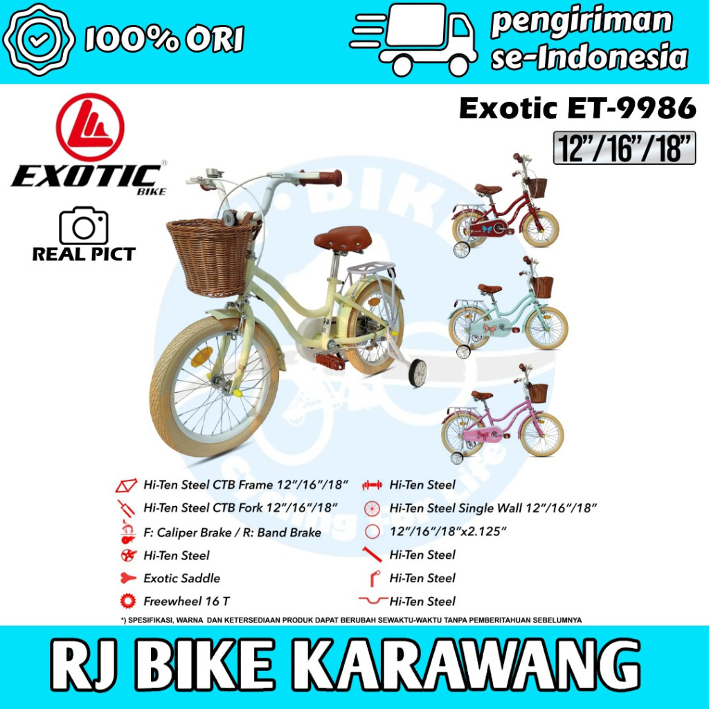 SEPEDA ANAK PEREMPUAN MINI EXOTIC MINI 9986 12" 16" 18"