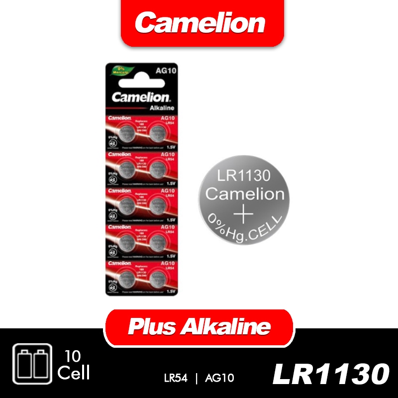 Camelion Baterai Kancing LR1130 AG10 BP10  | Batre Baterai Koin LR1130 Isi 10