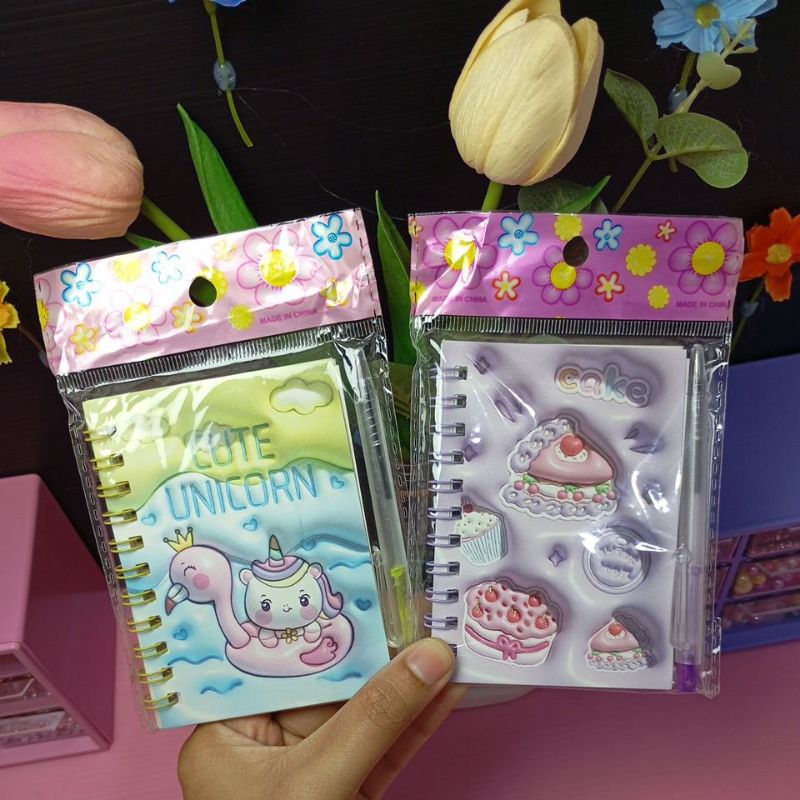 

[aesthetic_aksesoris] Buku catatan kecil set pena/notebook mini free pena A7