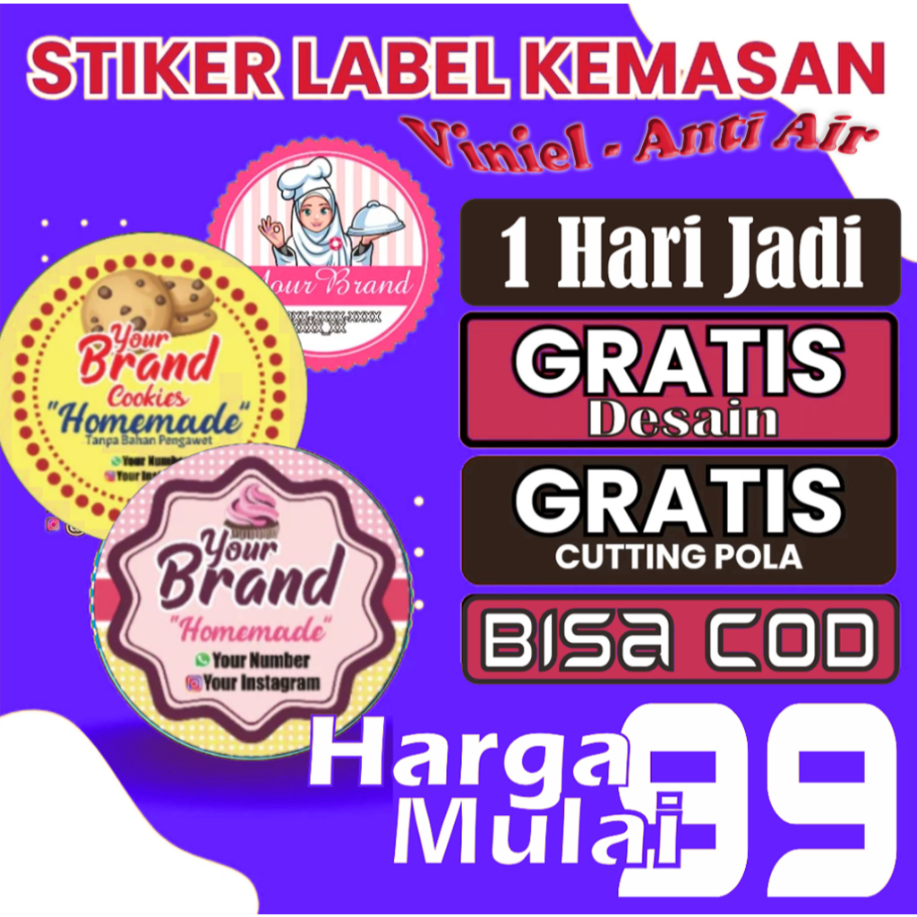 

Stiker Label Kemasan Viniel Anti Air + Kisscut