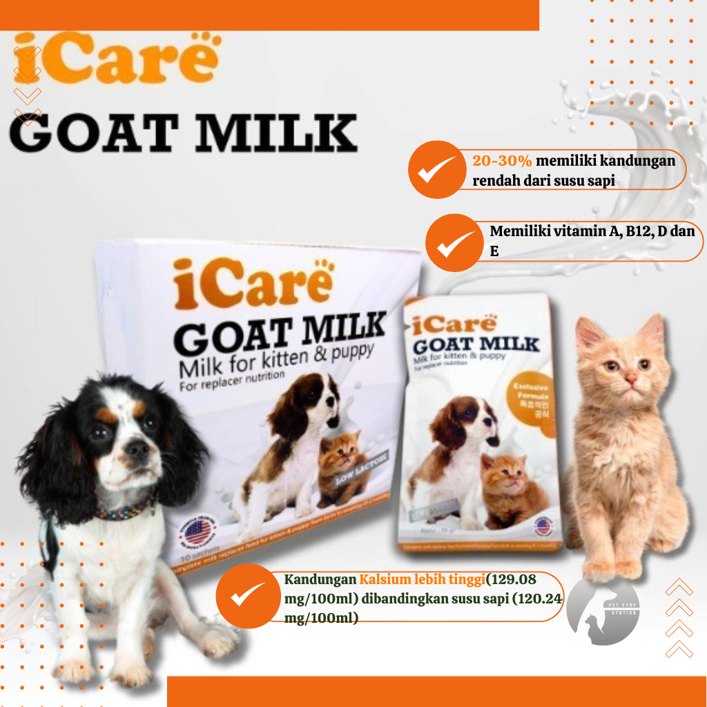Icare Goat Milk Susu untuk bayi anak kucing anjing kitten puppy baru lahir 0 sampai 2 bulan