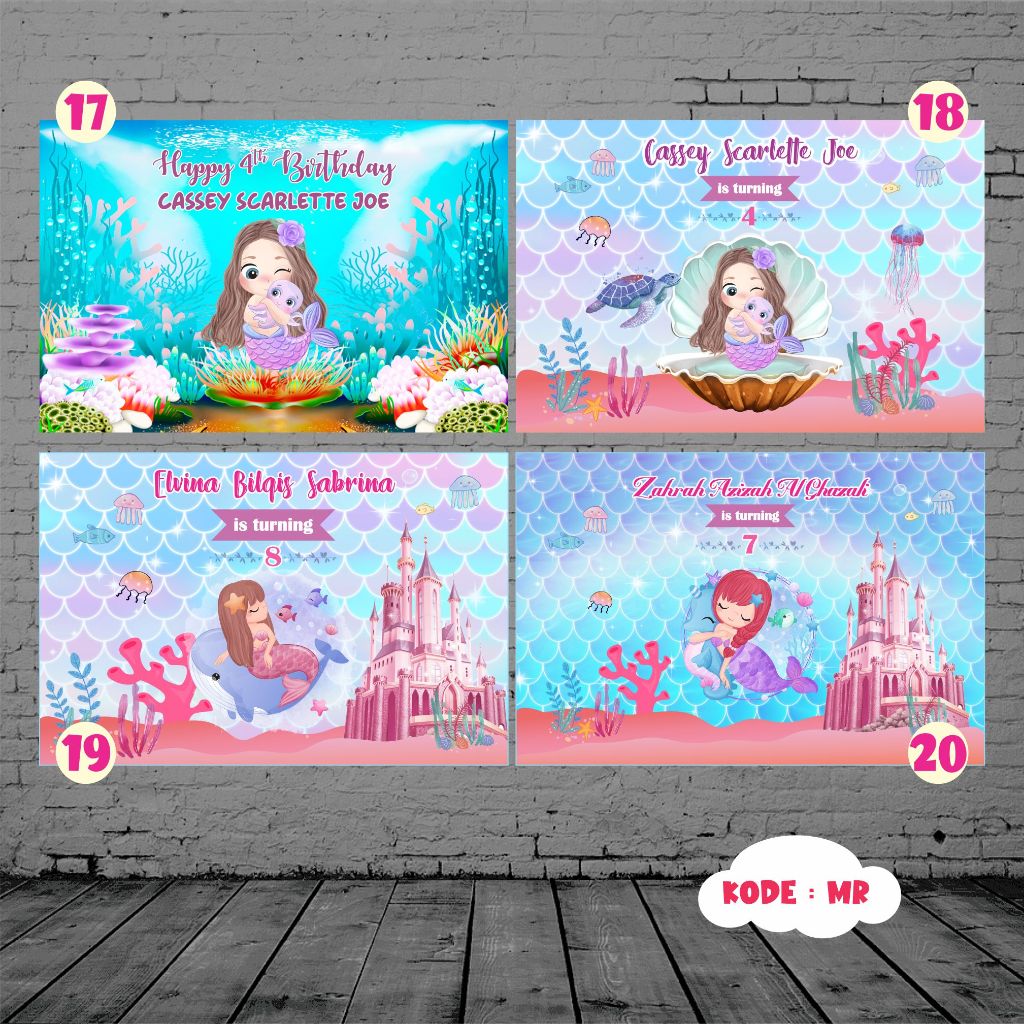 Backdrop & Banner 2x1,5 m | Backdrop Ulang Tahun | Banner Ultah Mermaid
